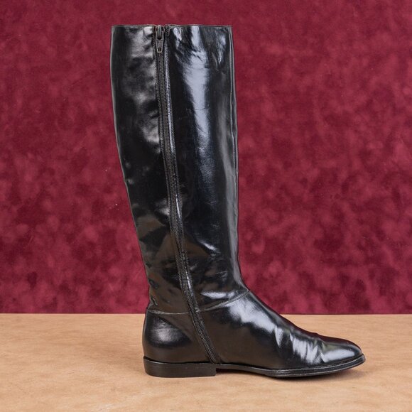 Salvatore Ferragamo Wmn Black Leather Narrow Riding Equestrian Knee Boots sz 5.5 - Picture 10 of 10